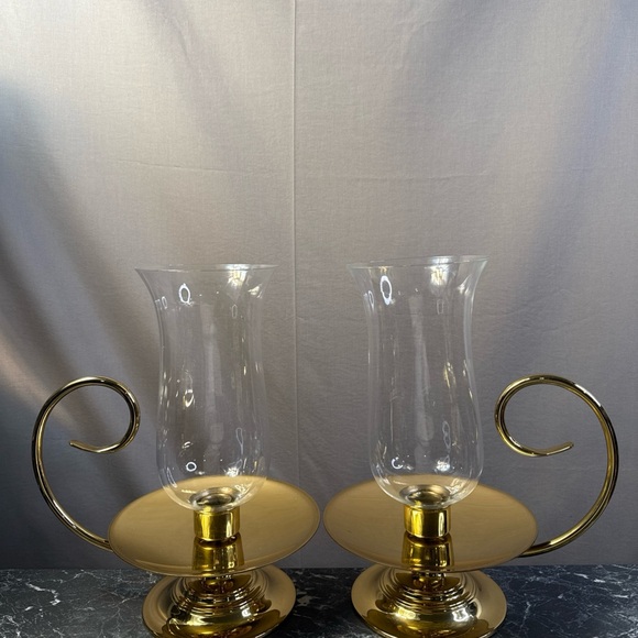 Vintage Baldwin Brass Hurricane Lamp for Candle approx 13 Inches Tall